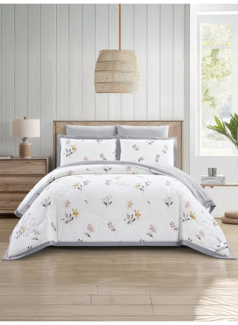 Doona Bedding Comforter Set, Fits 200×200 cm King Size Bed – 6 Pcs Reversible Printed Design – 350 GSM All-Season Comforter – Premium Brushed Microfiber