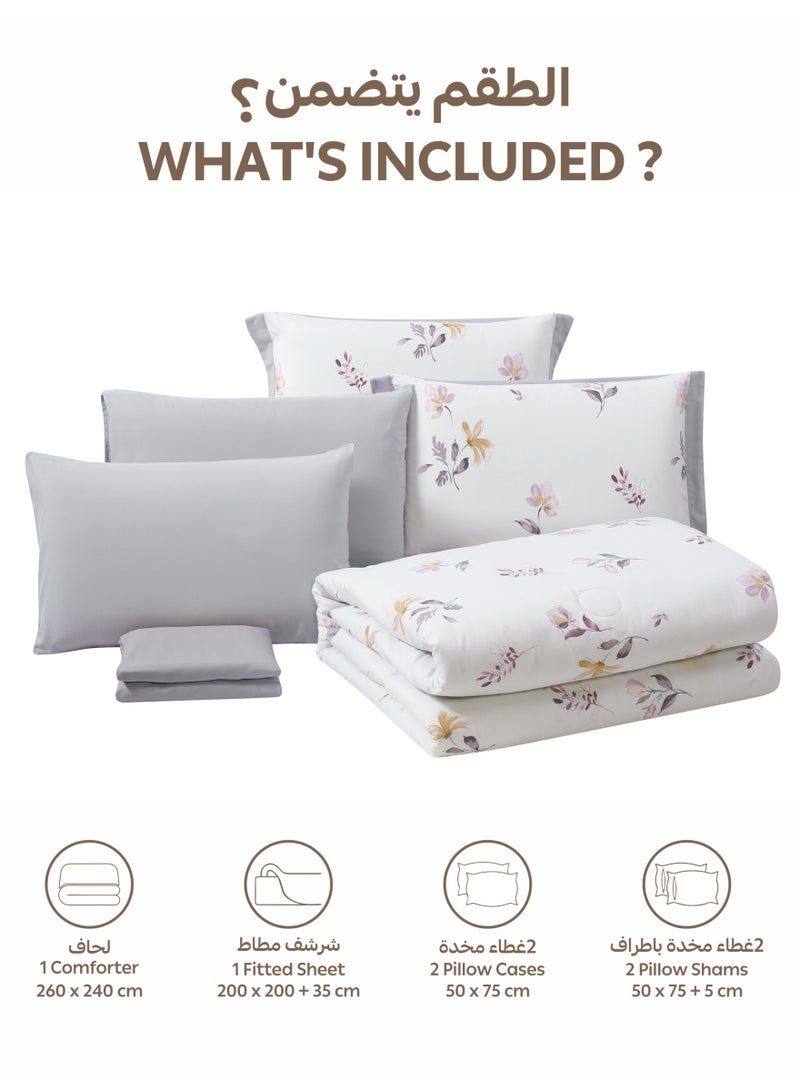 Doona Bedding Comforter Set, Fits 200×200 cm King Size Bed – 6 Pcs Reversible Printed Design – 350 GSM All-Season Comforter – Premium Brushed Microfiber - Image 4