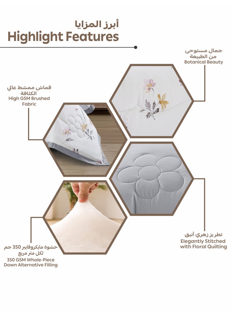 Doona Bedding Comforter Set, Fits 200×200 cm King Size Bed – 6 Pcs Reversible Printed Design – 350 GSM All-Season Comforter – Premium Brushed Microfiber - Image 5