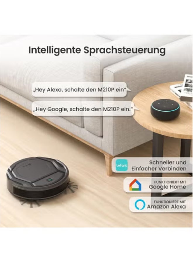 ليفانت Lefant Robot Vacuum Cleaner M210Pro Girs Silent with 2200Pa Powerful Suction,120 Mins,Tangle-Free,WiFi/Alex/APP/Bluetooth,Schedule Cleaning,Slim Self-Charging 6 Cleaning Modes 120 Minutes Autonomy Robotic Vacuum Cleaner for Home,Pet Hair,Hard Floors (M210P) - Image 3
