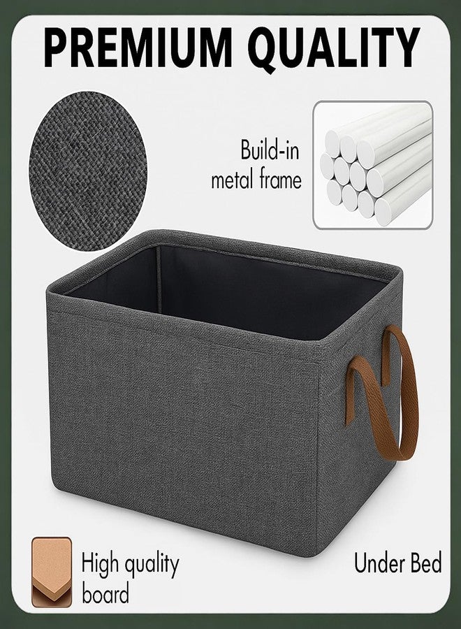 NILKANTH Heavy-Duty Collapsible Storage Bins with Metal Frame – Large Gray Fabric Baskets for Closet, Shelves & Clothes Organization (Grey) (Set of 3) - Image 3