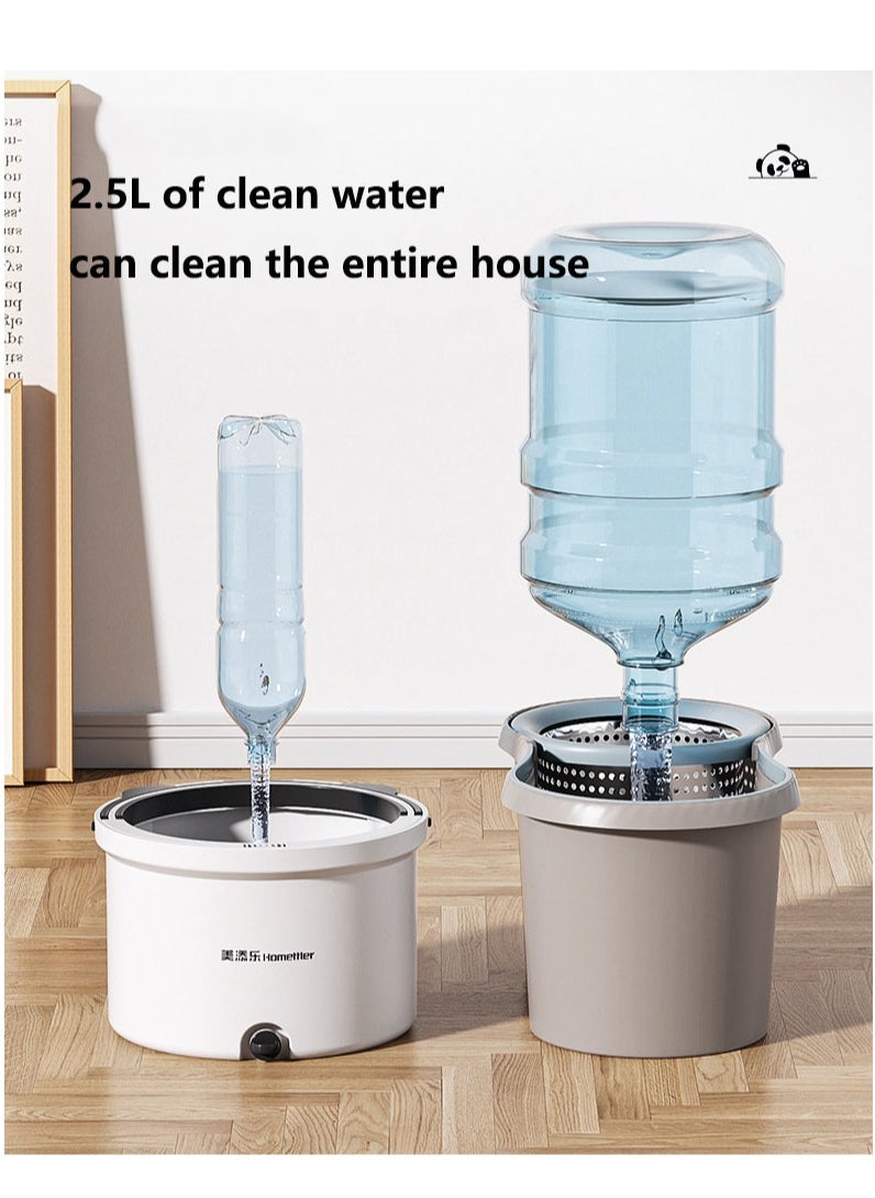 Arabest - Floor Mop and Bucket with Wringer Set, Hand-Free Wash Spin Mop Bucket System with 2 Reusable Microfiber Pads, Clean Dirt Separation Mop Set for Hardwood, Wood, Laminate, Tile Floor Cleaning - Image 1