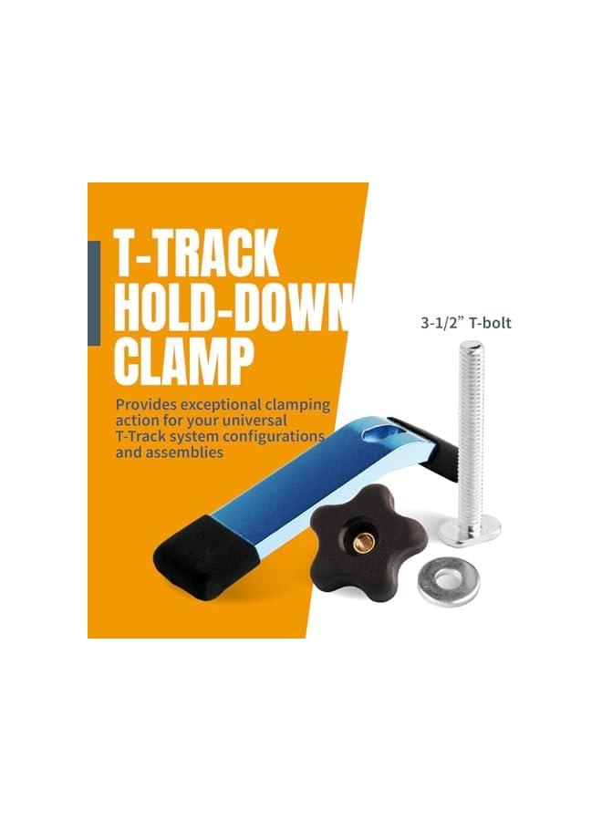 promass T-Track Hold Down Clamp, Double Cut Profile Universal T-Track Clamps, T Track for Woodworking Jigs and Fixtures, 5-1/2" L x 1-1/8" W, 2 Pack, T Track Clamps for Woodworking - Image 2