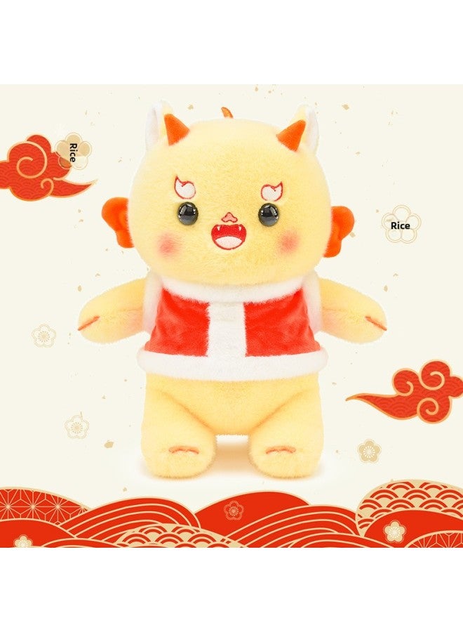 Narwhal Simulation Plush Doll Toy Celebrative Lucky Dragon Doll Gift Short Hair Animal Shaped PP Cotton Filled Children's Toy-Specifications:Yellow Dragon Is Spirit-Color:hug Baby High 30cm 270 Grams - Image 2