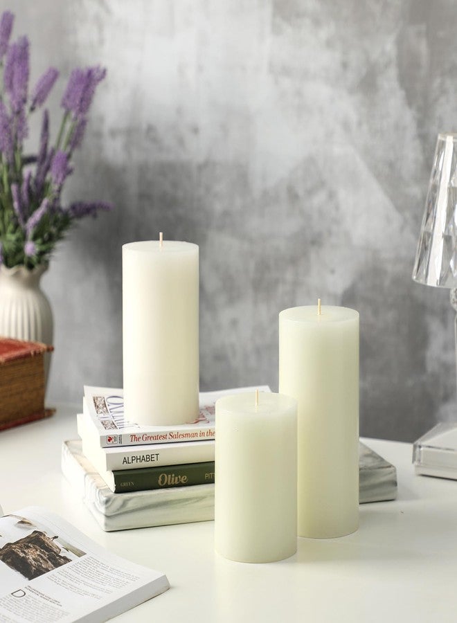 HILUMIDA White Pillar Candles Set of 3 - Hand-Poured Unscented Candles, Smokeless Decorative Candles for Home, Set of 3 in Different Sizes (4", 5", 6") - Image 5