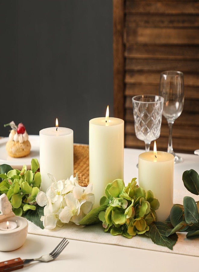 HILUMIDA White Pillar Candles Set of 3 - Hand-Poured Unscented Candles, Smokeless Decorative Candles for Home, Set of 3 in Different Sizes (4", 5", 6") - Image 3
