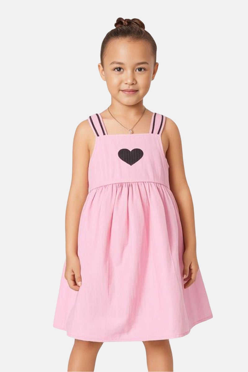 KOTON Toddlers Girl Embroidered Dress, Old Rose - Image 1