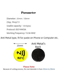Rubik NFC 213 Tags, Anti Metal Self-adhesive Ntag213 Stickers for iPhone and Android Smartphones and NFC-Enabled Devices, Ntag 213 Support 13.56mhz RFID and NFC IC (Multicolor, 6 Tags)  - Image 2