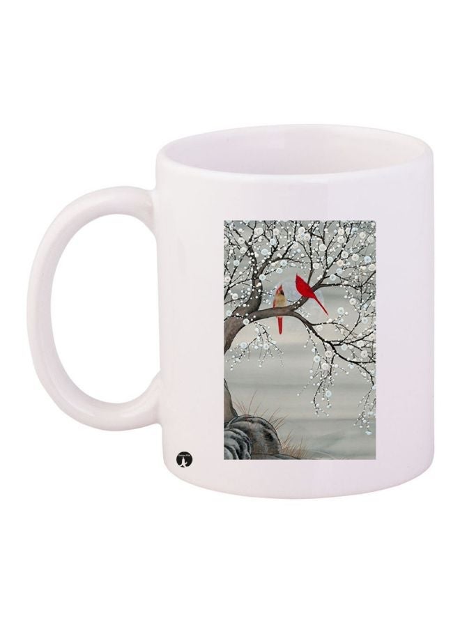 Nature Printed Coffee Mug White/Red/Black 11ounce
