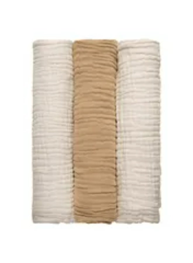 Anvi Baby - 100% Organic Cotton Muslin Bath Towel - Cloud & Sand - 3pcs - Image 1