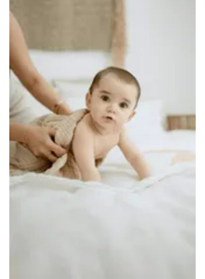 Anvi Baby - 100% Organic Cotton Muslin Bath Towel - Cloud & Sand - 3pcs - Image 5