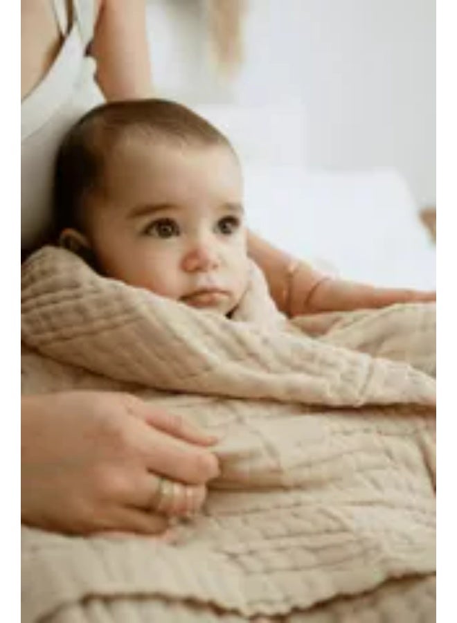 Anvi Baby - 100% Organic Cotton Muslin Bath Towel - Cloud & Sand - 3pcs - Image 2