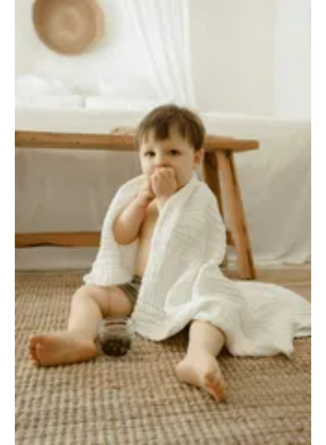 Anvi Baby - 100% Organic Cotton Muslin Bath Towel - Cloud & Sand - 3pcs - Image 4