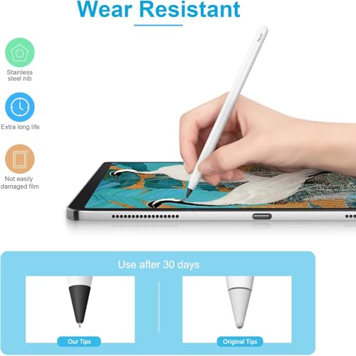 DIGIROOT Upgraded Replacement Tip for Apple Pencil Pro/1st/2nd Gen/USB-C&Logitech Crayon, 0.72mm No Wear Out Fine Point Precise Control Pen Like Nibs for iPad Pro/Air/Mini Pencil-2 Pack - Image 3