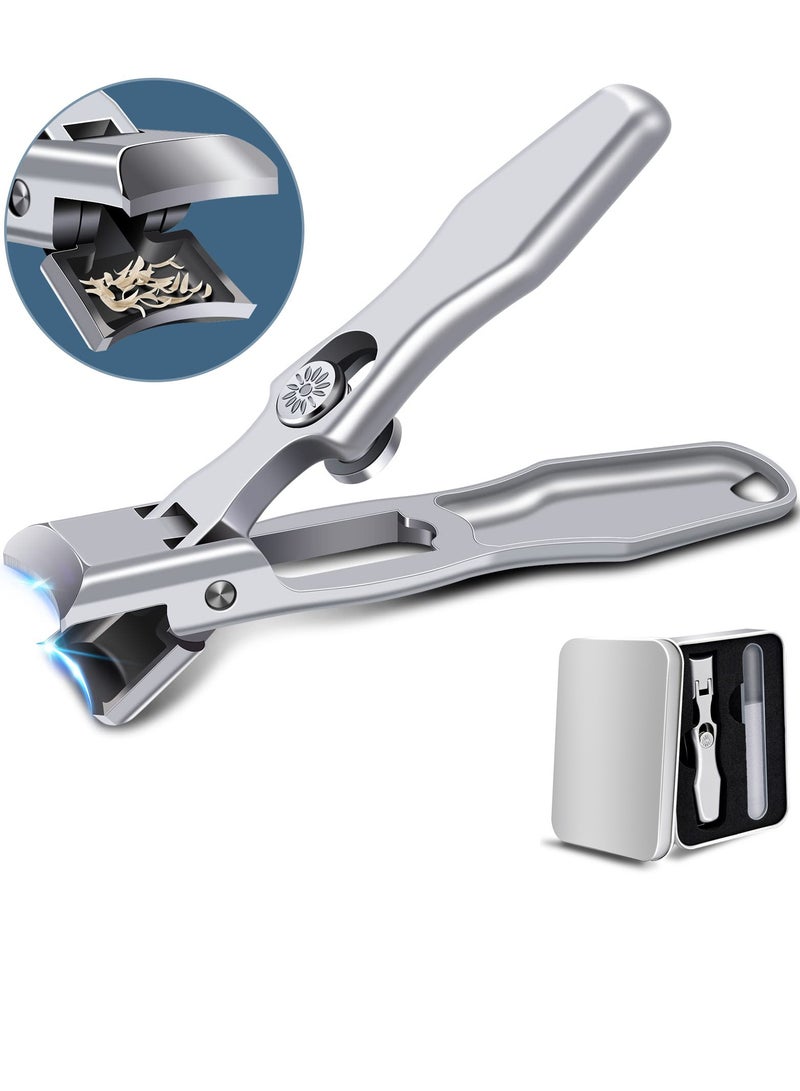 SYOSI مقص أظافر للرجال للأظافر السميكة مقص أظافر احترافي كبير الحجم للأظافر الكبيرة للبالغين، مصنوع من الفولاذ المقاوم للصدأ بفتحة فك واسعة بدون رذاذ، مقص أظافر طويل مع ملف - Image 1