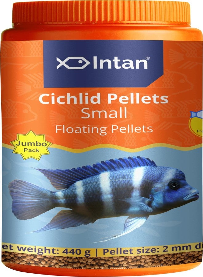 Intan Aquatic Cichlid Pellets Fish Food | Small Floating Pellets for Cichlid Fish Health and Growth | Jumbo Pack 440 gram, Pellet Size 2 mm Dia, Pack of 1 - Image 1