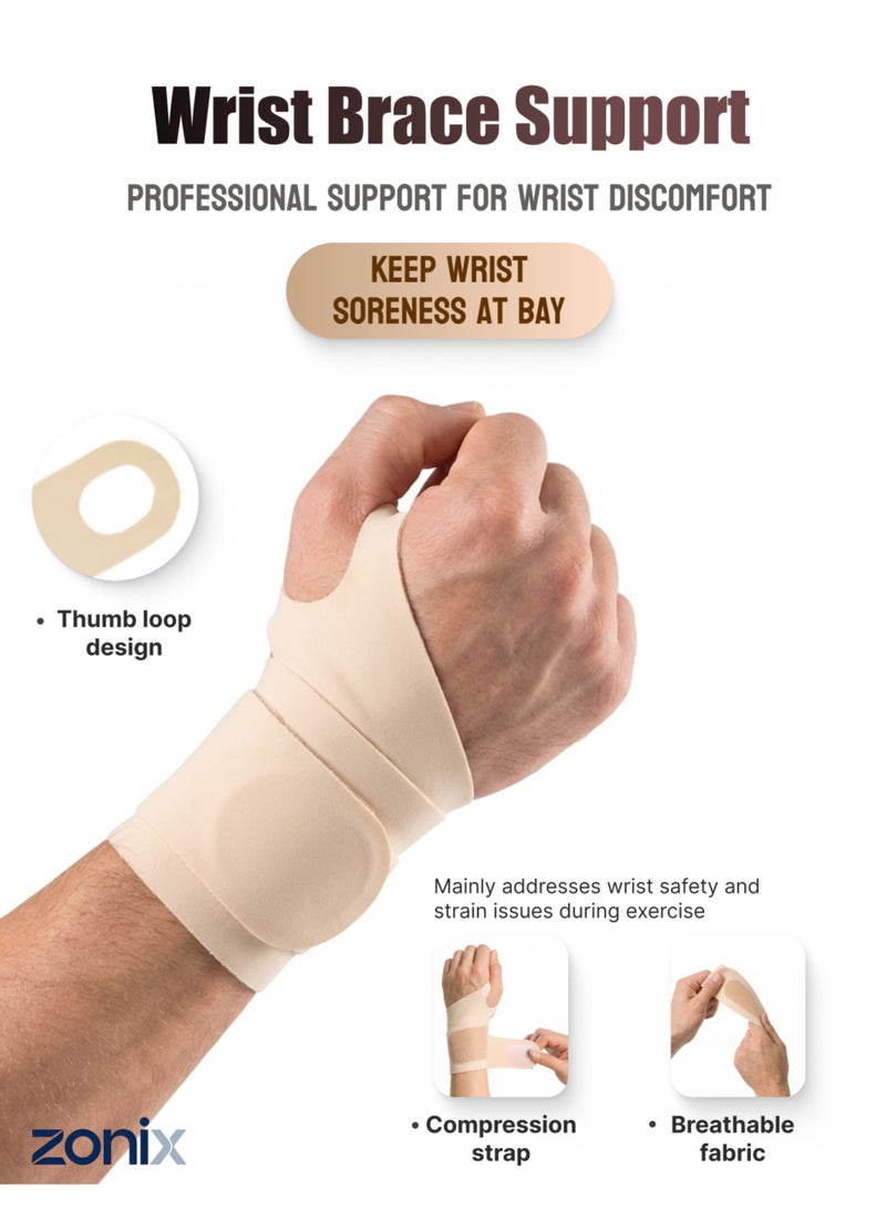 ZONIX Wrist Support Brace with Thumb Loop, Adjustable Compression Wrap, Ultra-Thin Breathable Elastic Straps for Pain Relief, Carpal Tunnel, Tendonitis & Arthritis – Ideal for Office Work, Typing, Gaming & Daily Tasks, Fits Men & Women (Universal Left/Right) - Image 1