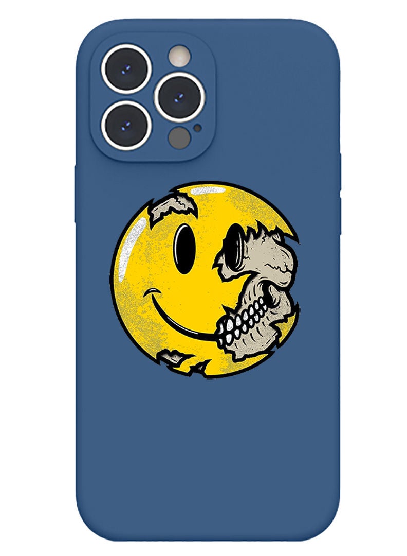 Theodor Protective Slim Fit Case Liquid Silicone Cover with Full Body Protection Anti-Scratch Shockproof Case For iPhone 13 Pro Blue  - Smiley - Image 1