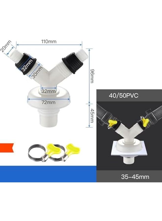 Generic - Y-Shaped Double Outlet Connector for Washing Machines, 3-Way Joint, Sewer and floor drain three-way joint, washing machine drainage pipe dual outlet dual-purpose Y-shaped - Image 1