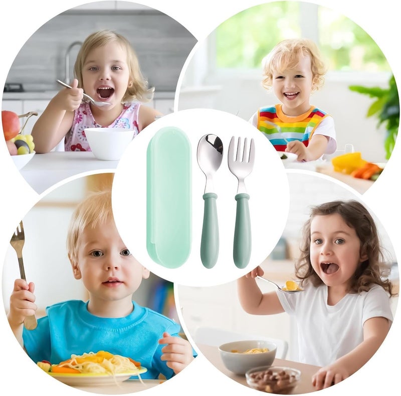 Kids Utensils | Dishwasher Safe Fork Spoon with Case,Stainless Steel Utensils Set Kids,for Home School Lunch Travel Dining Outdoor Eating Feeding Daycare Kitchen Camping Picnic - Image 4