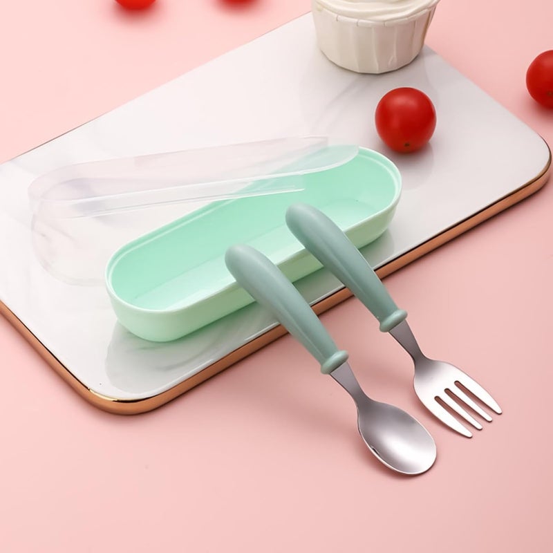 Kids Utensils | Dishwasher Safe Fork Spoon with Case,Stainless Steel Utensils Set Kids,for Home School Lunch Travel Dining Outdoor Eating Feeding Daycare Kitchen Camping Picnic - Image 3