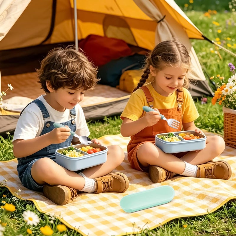 Kids Utensils | Dishwasher Safe Fork Spoon with Case,Stainless Steel Utensils Set Kids,for Home School Lunch Travel Dining Outdoor Eating Feeding Daycare Kitchen Camping Picnic - Image 2