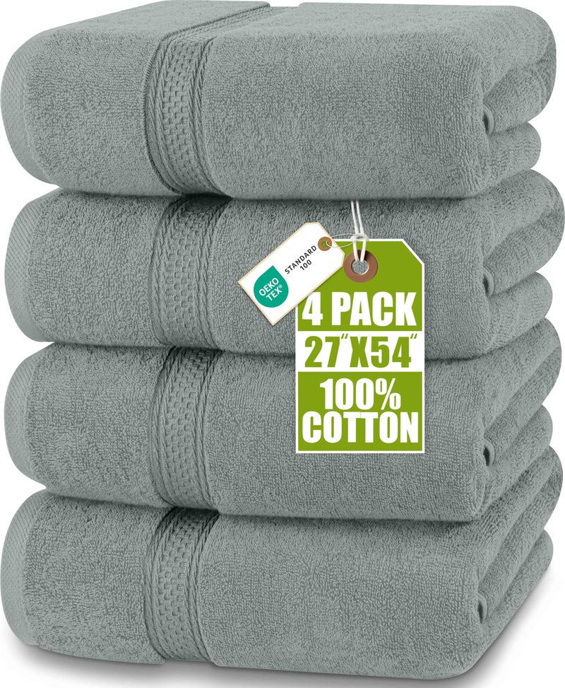 Utopia Towels 4 Pack Premium Bath Towels Set, 27 by 54 Inches, 100% Ring Spun Cotton 600GSM, Lightweight and Highly Absorbent Quick Drying Towels, Perfect for Daily Use, Cool Grey - Image 1