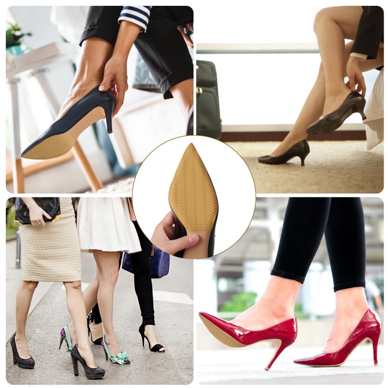 Ashoesert Sole Protector for High Heels, Yellow Shoes Grips on Bottom of Shoes,Shoe Bottom Protectors Anti Slip Grips Self Adhesive Silicone Non Slip Shoe Pads - Image 4