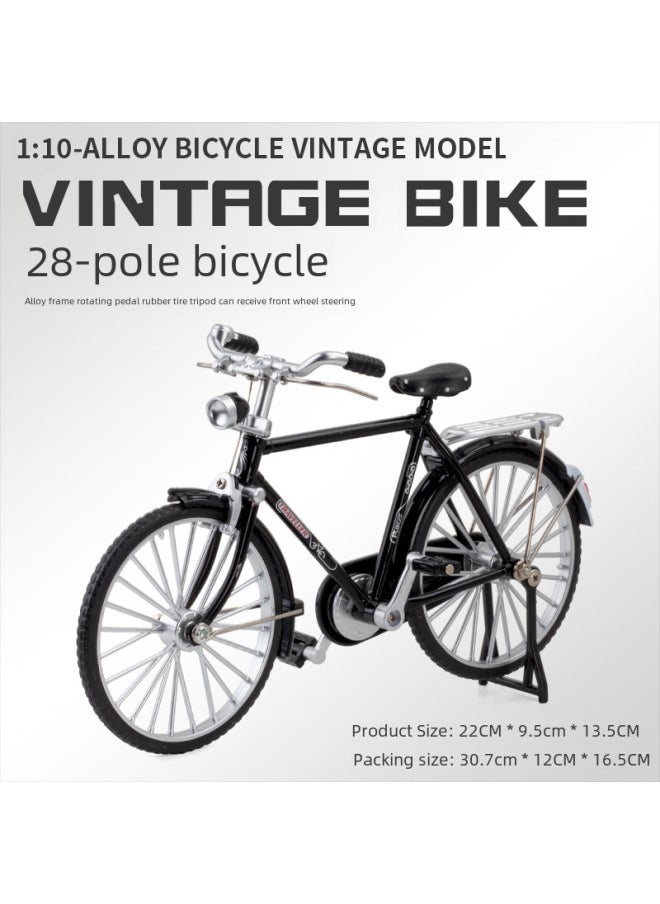 1:10 Alloy Bicycle Model Simulation Retro 28 Bars Classic Nostalgic Men's And Women's Bicycle Model Generation-Color:28 Big Rod-black [e-commerce Box]]