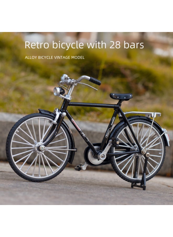 1:10 Alloy Bicycle Model Simulation Retro 28 Bars Classic Nostalgic Men's And Women's Bicycle Model Generation-Color:28 Big Rod-black [e-commerce Box]]