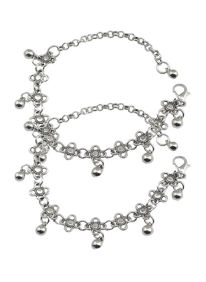 OOMPHelicious Jewellery Antique Silver Bohemian Fashion Anklets Payal For Women & Girls - Image 1