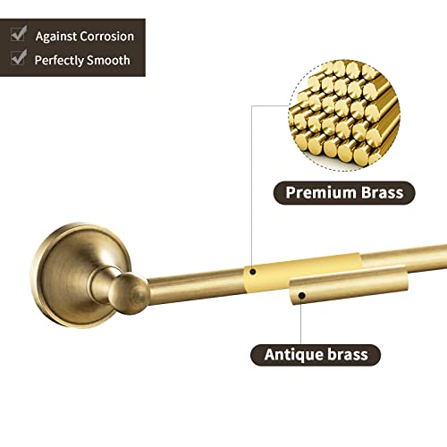 Leyden Antique Brass Towel Bar, Adjustable Towel Holder Rod Brass Towel Rack Bathroom Accessories Wall Mount - Image 4