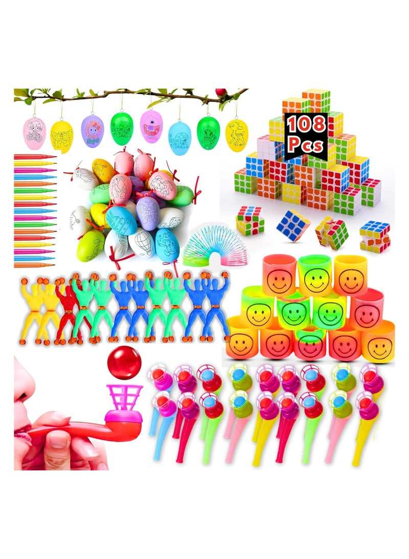 108 PCS Ultimate Kids Party Set – Goodie Bag Fillers, Pinata Toys, Classroom Rewards, Treasure Box Prizes, Birthday Party Favors, Easter DIY Kit with Decorations, Sticky Climbers & Puzzle Toys - Image 1