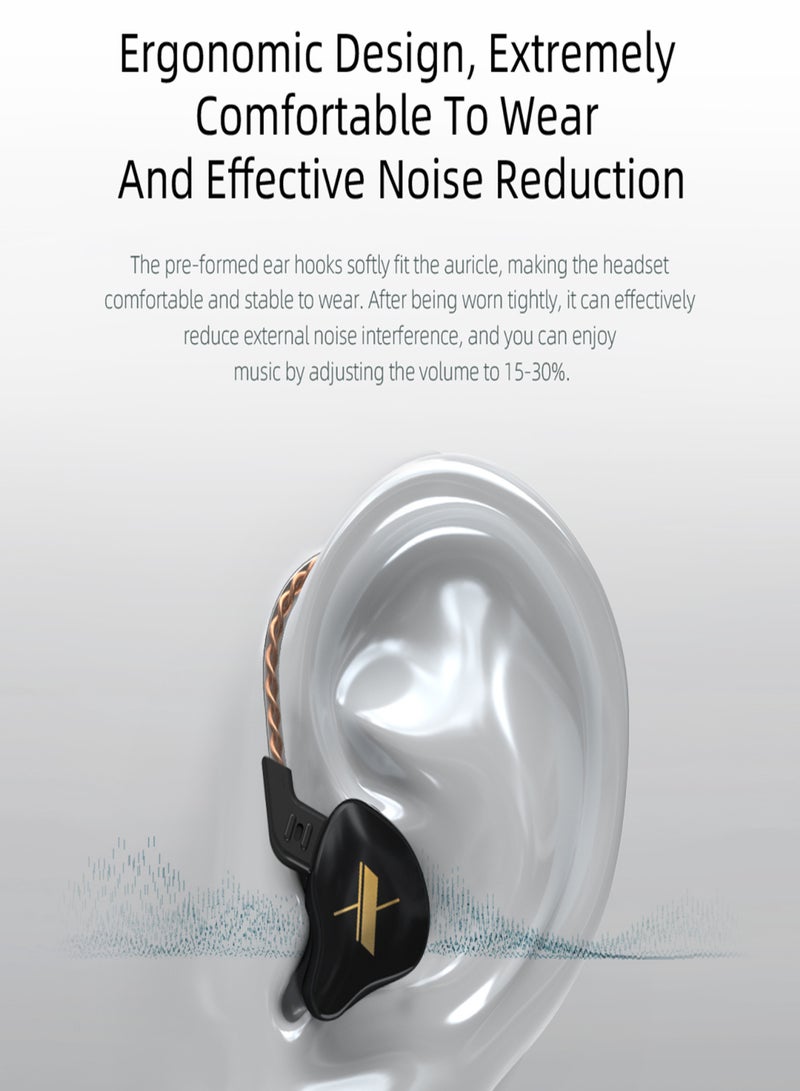 كي زد سماعات أذن KZ EDX مخصصة ذات صوت جهير ثقيل مع خاصية إلغاء الضوضاء وصوت ستيريو مع كابل قابل للفصل للهواتف الذكية ومشغل الموسيقى والكمبيوتر اللوحي (بدون ميكروفون) - Image 3