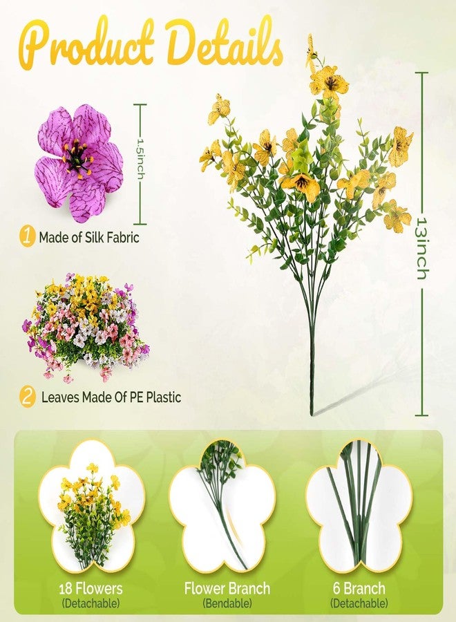 EPIMA 12 Bundles Outdoor Artificial Flowers for Home Decoration,Mixed Realistic Plastic Fake Plants Flowers for Porch Patio Balcony Planter Yard(4 Color) - Image 2