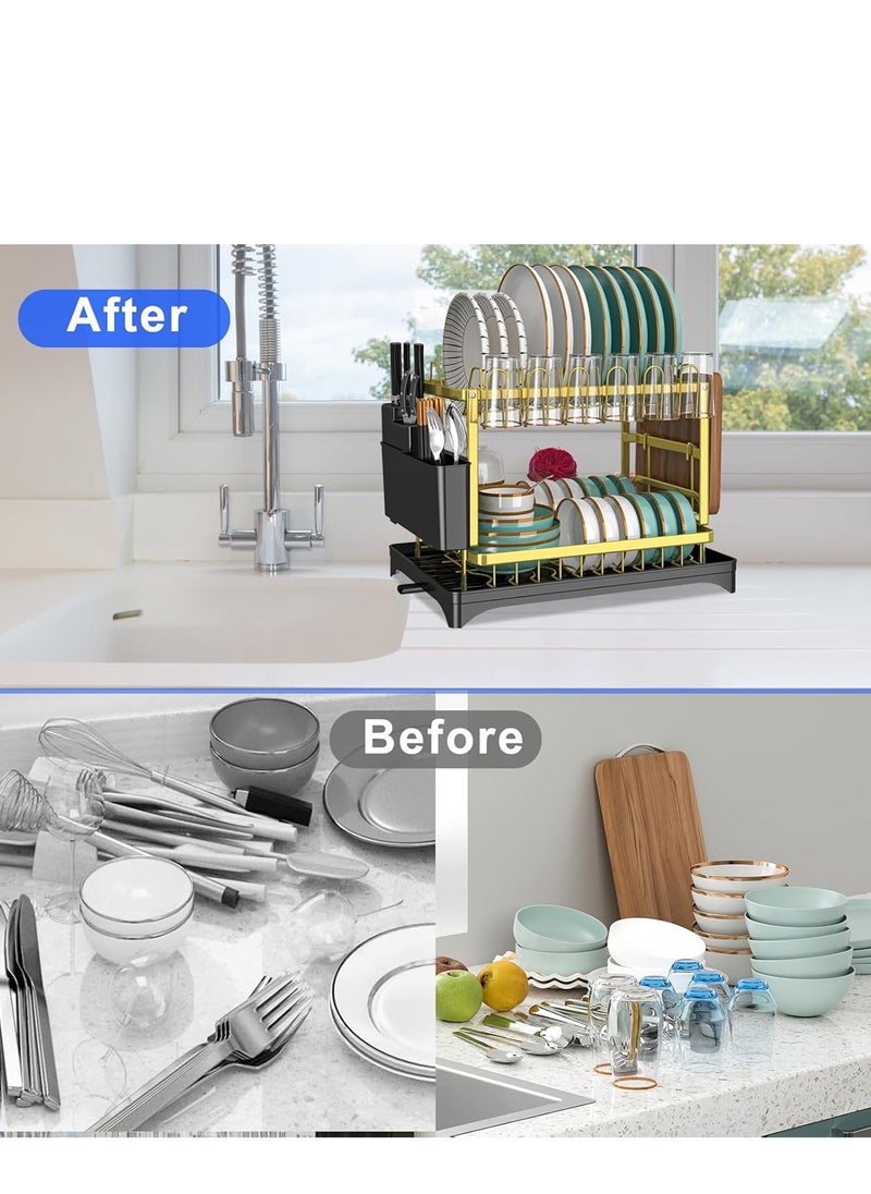 LOOPITYS Stainless steel tableware storage rackdishwashing rack, kitchen storage rack multi-functional dish rack tableware storage rack tableware drain rack kitchen utensils and dishes storage chopstick storage knife holder cup holder  - Image 3