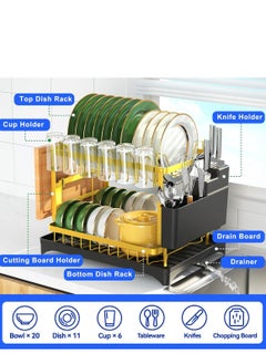 LOOPITYS Stainless steel tableware storage rackdishwashing rack, kitchen storage rack multi-functional dish rack tableware storage rack tableware drain rack kitchen utensils and dishes storage chopstick storage knife holder cup holder  - Image 5