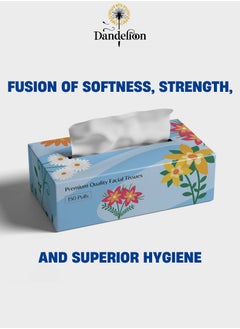 Dandelion Dandelion Ultra-Soft Facial Tissues – Total 1800 Sheets, 150 Pulls x 2 Ply, 6 Boxes, White  - Image 5