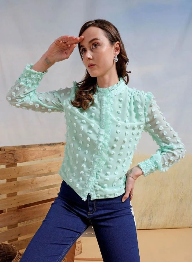 Freehand  Women Regular Fit Textured Shirt Collar Long Sleeve Shirt  | Best Price UAE
