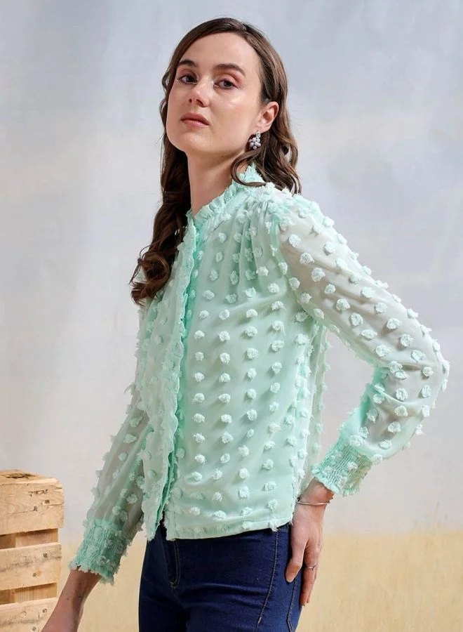 Freehand  Women Regular Fit Textured Shirt Collar Long Sleeve Shirt  | Best Price UAE