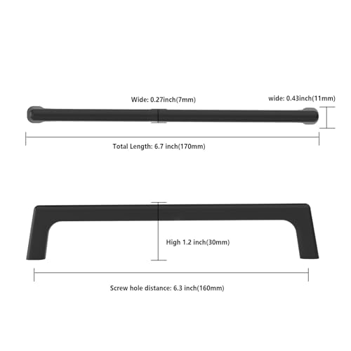 KNOKLOCK 10 Pack 63 Inch160mm Kitchen Cabinet Handles Matte Black Cabinet Pulls Kitchen Cabinet Hardware Drawer Pulls for Cupboard Wardrobe - Image 3