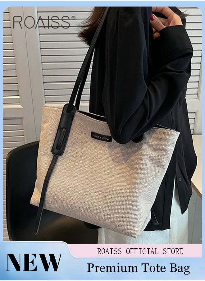 roaiss - Women's Large-Capacity Bag All-Match Canvas Bag Commuter Shoulder Bag Student Tote Bag Fashionable Travel - Image 1