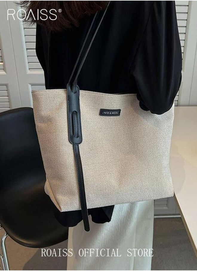 roaiss - Women's Large-Capacity Bag All-Match Canvas Bag Commuter Shoulder Bag Student Tote Bag Fashionable Travel - Image 1