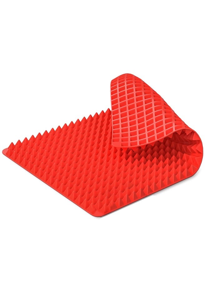 V TOWER 16x11.42" Non-Slip Red Pyramid Baking Mat - Easy to Clean Pyramid Pan Silicone Baking Mat with Air Circulation System - Tear- and Heat-Resistant and Flexible Oven Mats for Cooking, Roasting & BBQ - Image 1