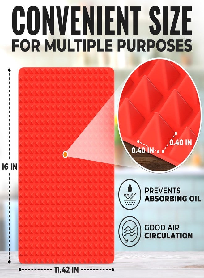 V TOWER 16x11.42" Non-Slip Red Pyramid Baking Mat - Easy to Clean Pyramid Pan Silicone Baking Mat with Air Circulation System - Tear- and Heat-Resistant and Flexible Oven Mats for Cooking, Roasting & BBQ - Image 2