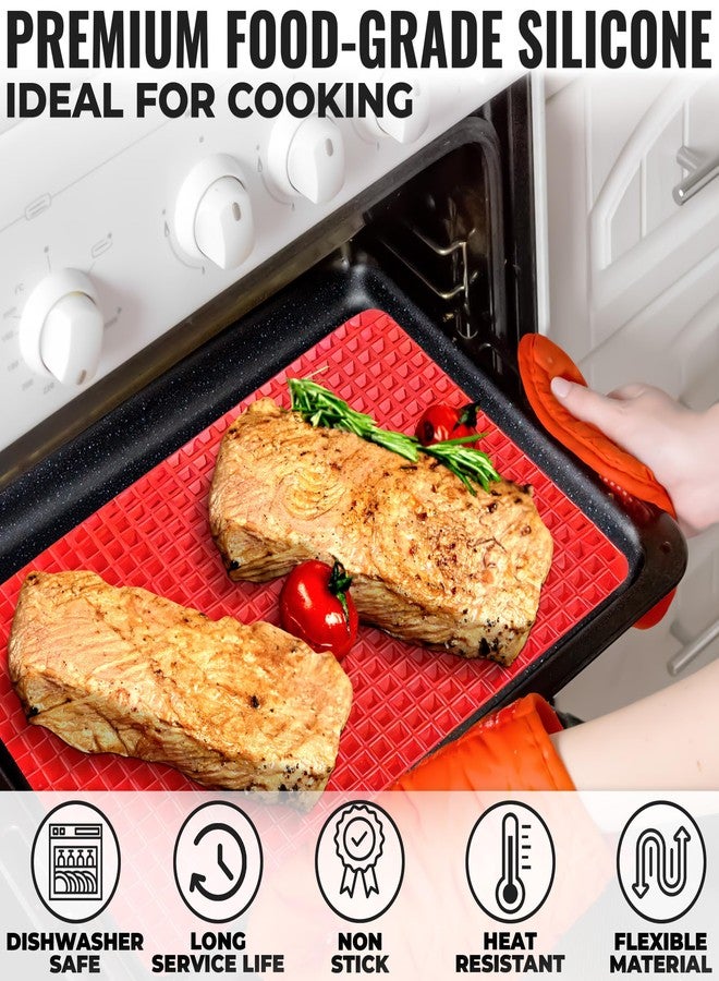 V TOWER 16x11.42" Non-Slip Red Pyramid Baking Mat - Easy to Clean Pyramid Pan Silicone Baking Mat with Air Circulation System - Tear- and Heat-Resistant and Flexible Oven Mats for Cooking, Roasting & BBQ - Image 5
