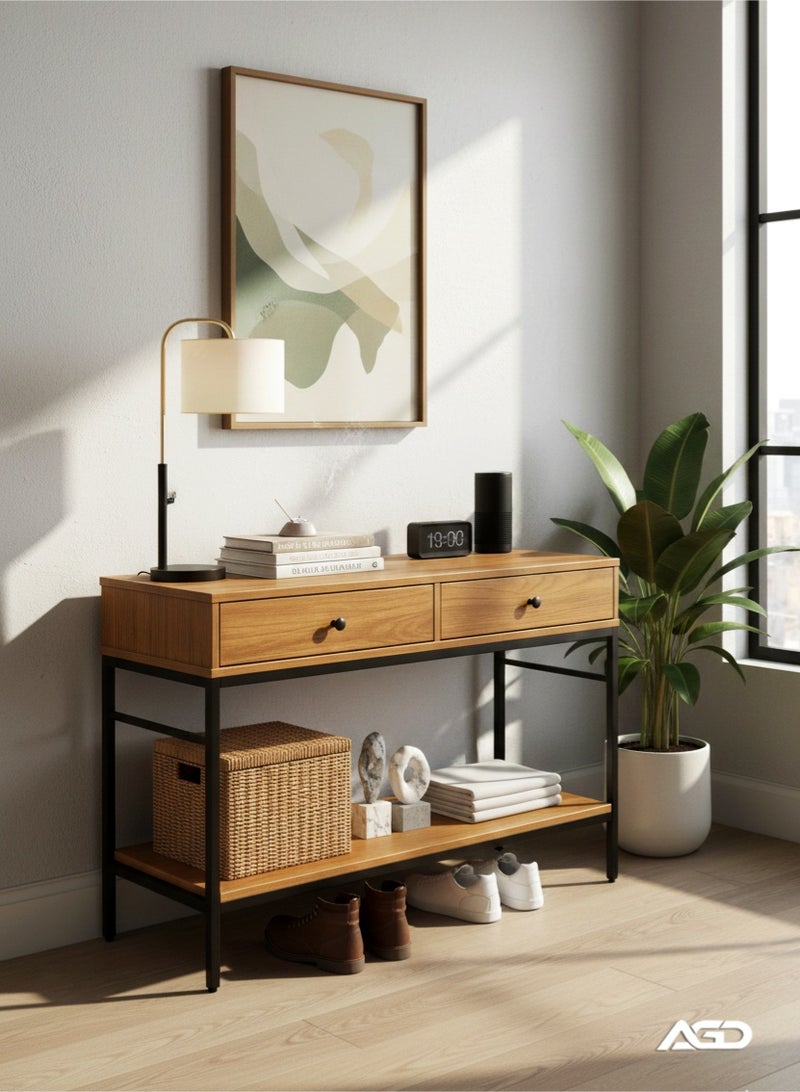 AGD Modern Two-Tier Console Table and Coffee Corner with Spacious Storage Drawers, 120x35x80 cm, Ideal for Entryway or living Room - Image 1