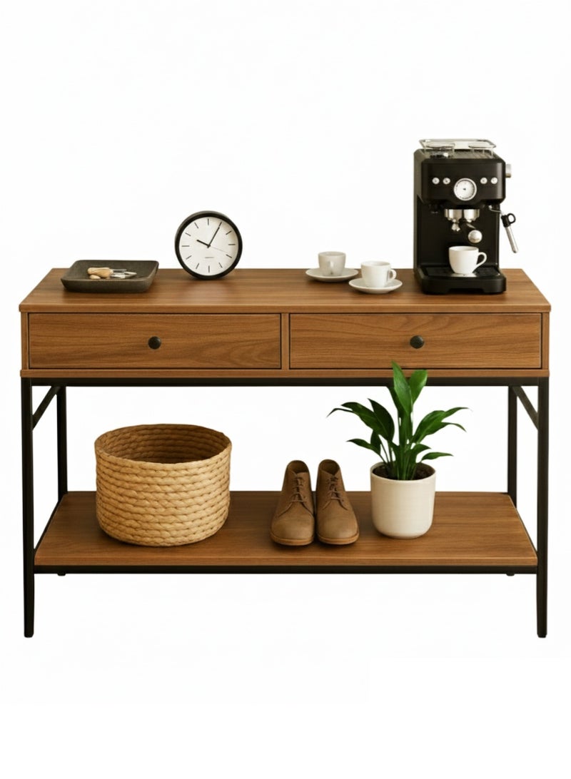 AGD Modern Two-Tier Console Table and Coffee Corner with Spacious Storage Drawers, 120x35x80 cm, Ideal for Entryway or living Room - Image 2
