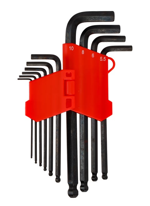 Geepas Long Hex Key Set with Ball End - Precision-Crafted Hexagonal Tools for Versatile Fastening, Assembly, and Maintenance in Automotive, DIY, and Professional Applications