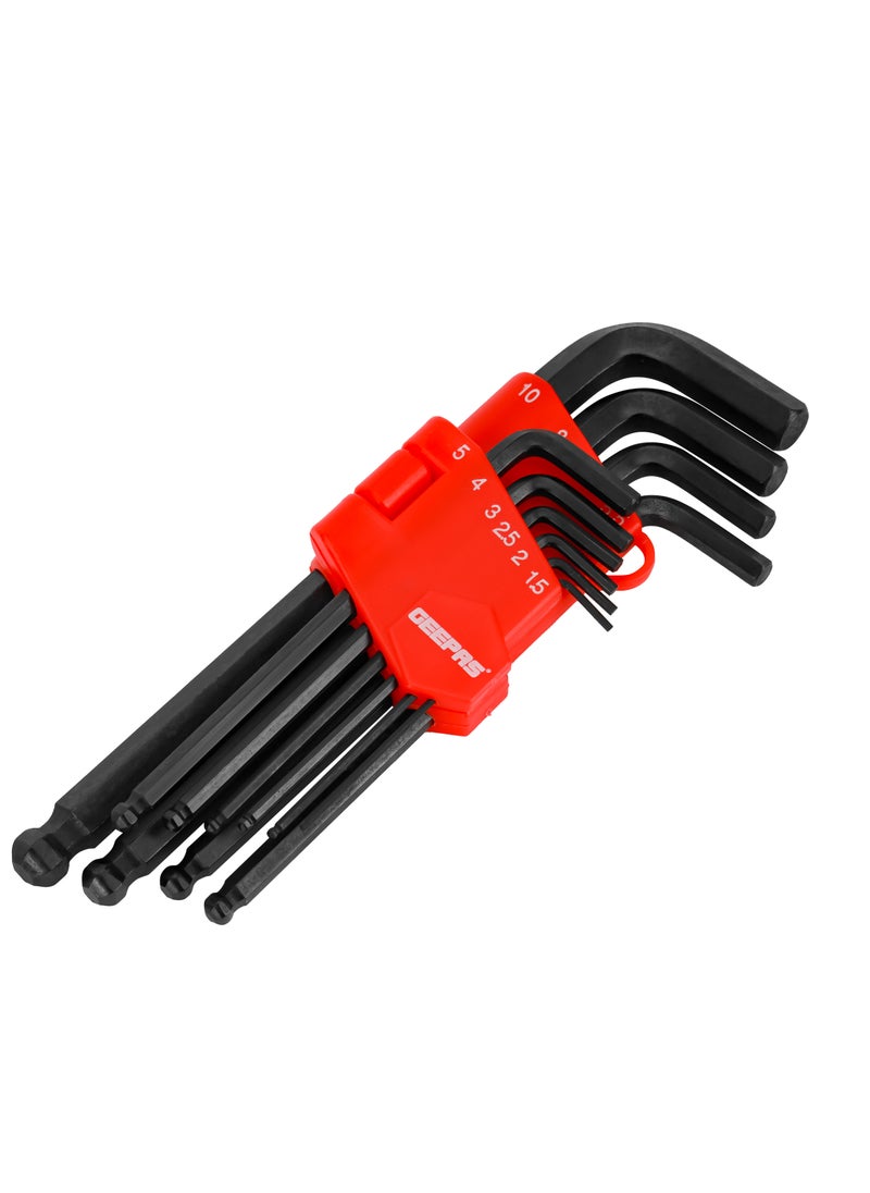 GEEPAS - Geepas Long Hex Key Set with Ball End - Precision-Crafted Hexagonal Tools for Versatile Fastening, Assembly, and Maintenance in Automotive, DIY, and Professional Applications - Image 1